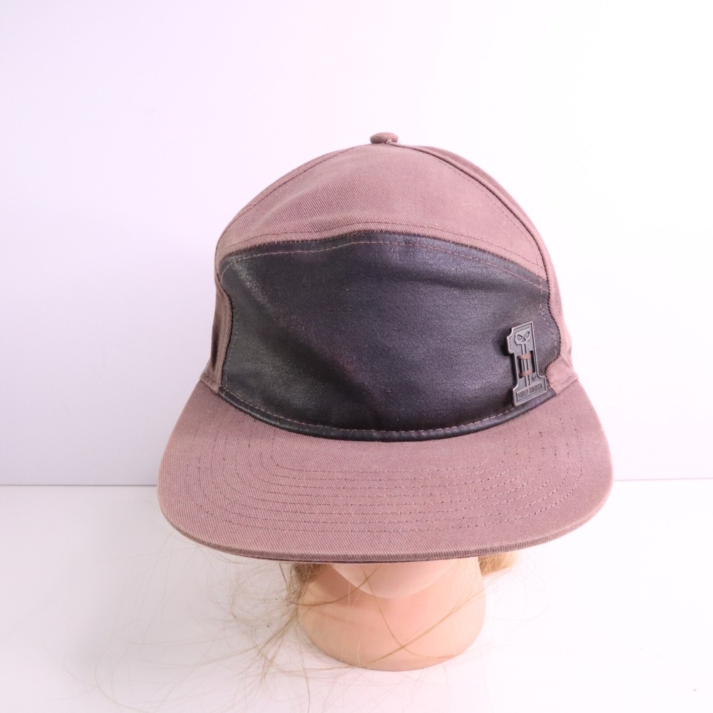 Harley-Davidson Biker Cap Faux Leather 5 Panel Hat Number One Skull Emblem